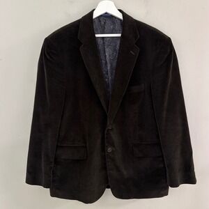 Stafford Essentials Mens 42S Corduroy Blazer Brown Classic Fit Paisley Lining